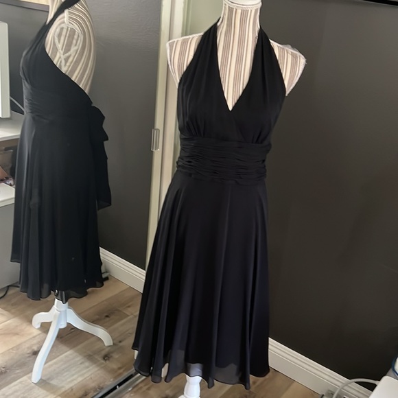 Maggy London, silk halter dress, Marilyn Monroe style